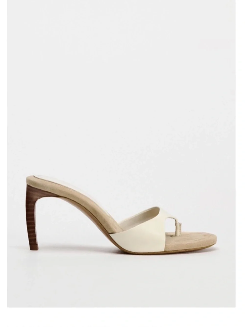 ZARA White Toe-Post Suede-Trim Slide Sandals - Picture 8 of 8